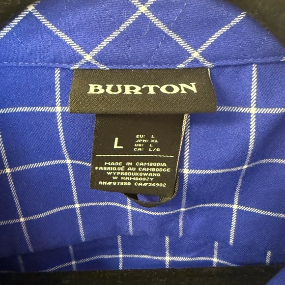 Burton Mens Size Large Brighton Performance Flannel Water Resistant Stretchy - Picture 3 of 10